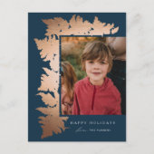 バラエレガント金ゴールドガーランド写真クリスマス シーズンポストカード (正面)