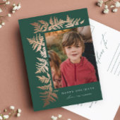 バラエレガント金ゴールドガーランド写真クリスマス シーズンポストカード