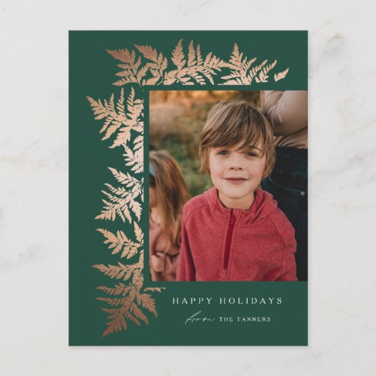 バラエレガント金ゴールドガーランド写真クリスマス シーズンポストカード (正面)