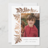 バラエレガント金ゴールドガーランド2フォトクリスマスクリスマスクリスマスイベント シーズンカード (正面)