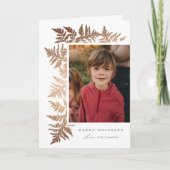 バラエレガント金ゴールドガーランド2フォトクリスマスクリスマスクリスマスイベント シーズンカード (正面)