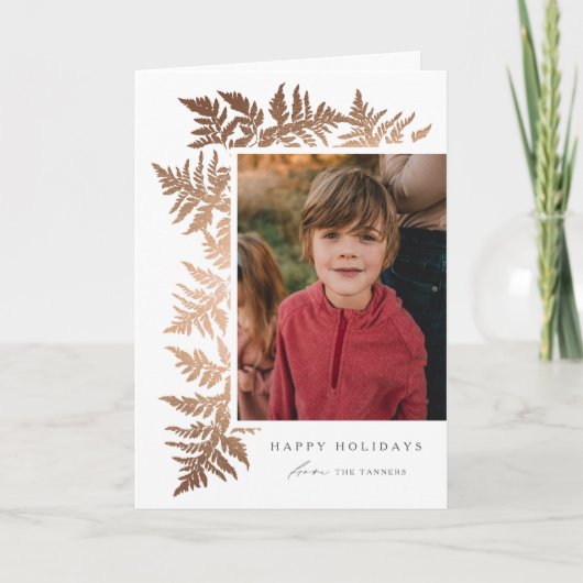 バラエレガント金ゴールドガーランド2フォトクリスマスクリスマスクリスマスイベント シーズンカード (正面)