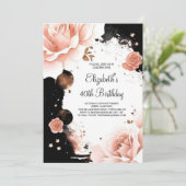 バラエレガント金ゴールドガーリーデジタル40歳の誕生日 招待状 (スタンド正面)