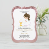 バラエレガント金ゴールドガールズファースト聖餐式 招待状 (スタンド正面)