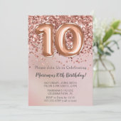 バラエレガント金ゴールドキッズガール10th誕生日パーティー 招待状 (スタンド正面)