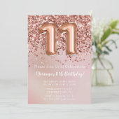 バラエレガント金ゴールドキッズガール11th誕生日パーティー 招待状 (スタンド正面)