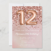 バラエレガント金ゴールドキッズガール12thバースデーパーティー 招待状 (正面)