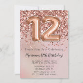 バラエレガント金ゴールドキッズガール12th誕生日パーティーin 招待状 (正面)