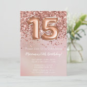 バラエレガント金ゴールドキッズガール15th誕生日パーティー 招待状 (スタンド正面)