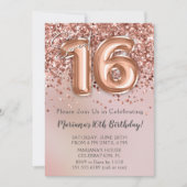 バラエレガント金ゴールドキッズガール16thバースデーパーティー 招待状 (正面)