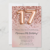 バラエレガント金ゴールドキッズガール17th誕生日パーティーin 招待状 (正面)
