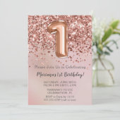 バラエレガント金ゴールドキッズガール1st誕生日パーティーイン 招待状 (スタンド正面)