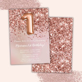 バラエレガント金ゴールドキッズガール1st誕生日パーティー 招待状