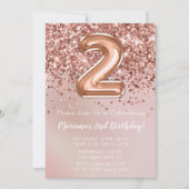 バラエレガント金ゴールドキッズガール2nd誕生日パーティー 招待状 (正面)