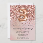 バラエレガント金ゴールドキッズガール3rd誕生日パーティーInv 招待状 (正面)