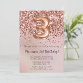 バラエレガント金ゴールドキッズガール3rd誕生日パーティーInv 招待状 (スタンド正面)