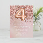 バラエレガント金ゴールドキッズガール4th誕生日パーティー 招待状 (スタンド正面)