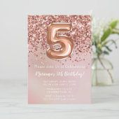 バラエレガント金ゴールドキッズガール5thバースデーパーティー 招待状 (スタンド正面)