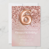 バラエレガント金ゴールドキッズガール6thバースデーパーティー 招待状 (正面)