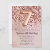 バラエレガント金ゴールドキッズガール7thバースデーパーティー 招待状 (正面)