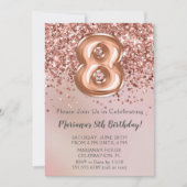 バラエレガント金ゴールドキッズガール8thバースデーパーティーInv 招待状 (正面)