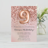 バラエレガント金ゴールドキッズガール9th誕生日パーティーInv 招待状 (スタンド正面)
