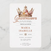 バラエレガント金ゴールドクラウンキンセアニラパーティー 箔招待状 (正面)