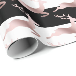 バラエレガント金ゴールドクリスマスのトナカイのパターン ラッピングペーパー