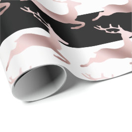 バラエレガント金ゴールドクリスマスのトナカイのパターン ラッピングペーパー