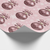 バラエレガント金ゴールドクリスマスオーナメントパターン ラッピングペーパー (角)