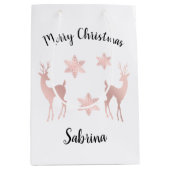 バラエレガント金ゴールドクリスマススノーフレークトインデーサー ミディアムペーパーバッグ (正面)