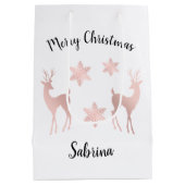 バラエレガント金ゴールドクリスマススノーフレークトインデーサー ミディアムペーパーバッグ (裏面)