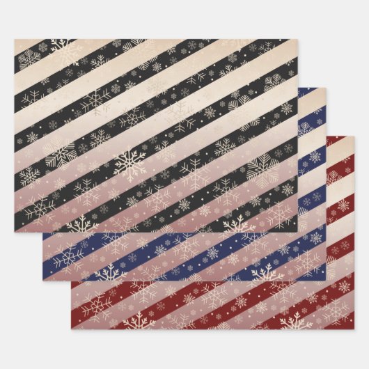 バラエレガント金ゴールドクリスマススノーフレークパターン ラッピングペーパーシート (セット)