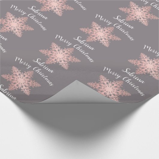 バラエレガント金ゴールドクリスマススノーフレーク模様 ラッピングペーパー (角)