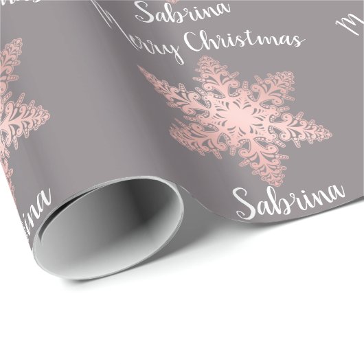 バラエレガント金ゴールドクリスマススノーフレーク模様 ラッピングペーパー (ロールコーナー)