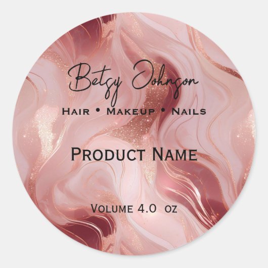 バラエレガント金ゴールドグリッターのマーク付き製品ラベル ラウンドシール (正面)