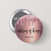 バラエレガント金ゴールドグリッターは名誉のマトロンを乾燥させる 缶バッジ (正面&裏面)