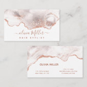 バラエレガント金ゴールドグリッターアゲートシックマーブルーモダンブル 名刺 (正面/裏面)