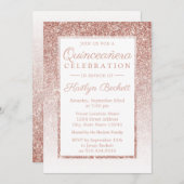 バラエレガント金ゴールドグリッターキンセアニラ誕生日 招待状 (正面/裏面)