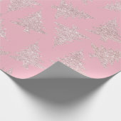 バラエレガント金ゴールドグリッタークリスマスツリーパターン ラッピングペーパー (角)