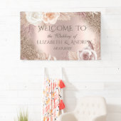 バラエレガント金ゴールドグリッターグラデーションボホフラワー 横断幕 (インサイチュ)