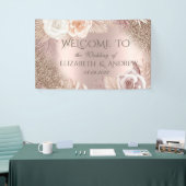 バラエレガント金ゴールドグリッターグラデーションボホフラワー 横断幕 (トレードショー)