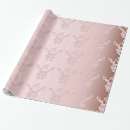 バラエレガント金ゴールドグリッターサンタクロースパターン ラッピングペーパー