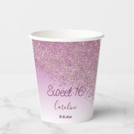 バラエレガント金ゴールドグリッタースウィート16誕生日 紙コップ