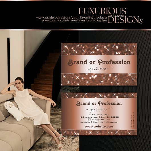 バラエレガント金ゴールドグリッタースパークルスターズストライキング 名刺