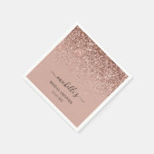 バラエレガント金ゴールドグリッタースパークルブラックネーム スタンダードカクテルナプキン (角)