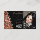 バラエレガント金ゴールドグリッタースパークルブラック（写真付） 名刺 (裏面)