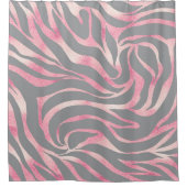 バラエレガント金ゴールドグリッターゼブラグレイアニマルプリント シャワーカーテン (正面)