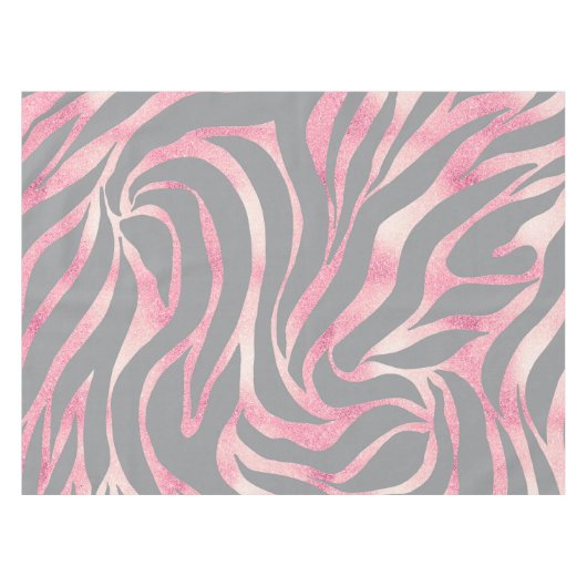 バラエレガント金ゴールドグリッターゼブラグレイアニマルプリント テーブルクロス (正面(横))