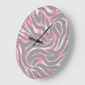 バラエレガント金ゴールドグリッターゼブラグレイアニマルプリント ラージ壁時計 (傾斜)